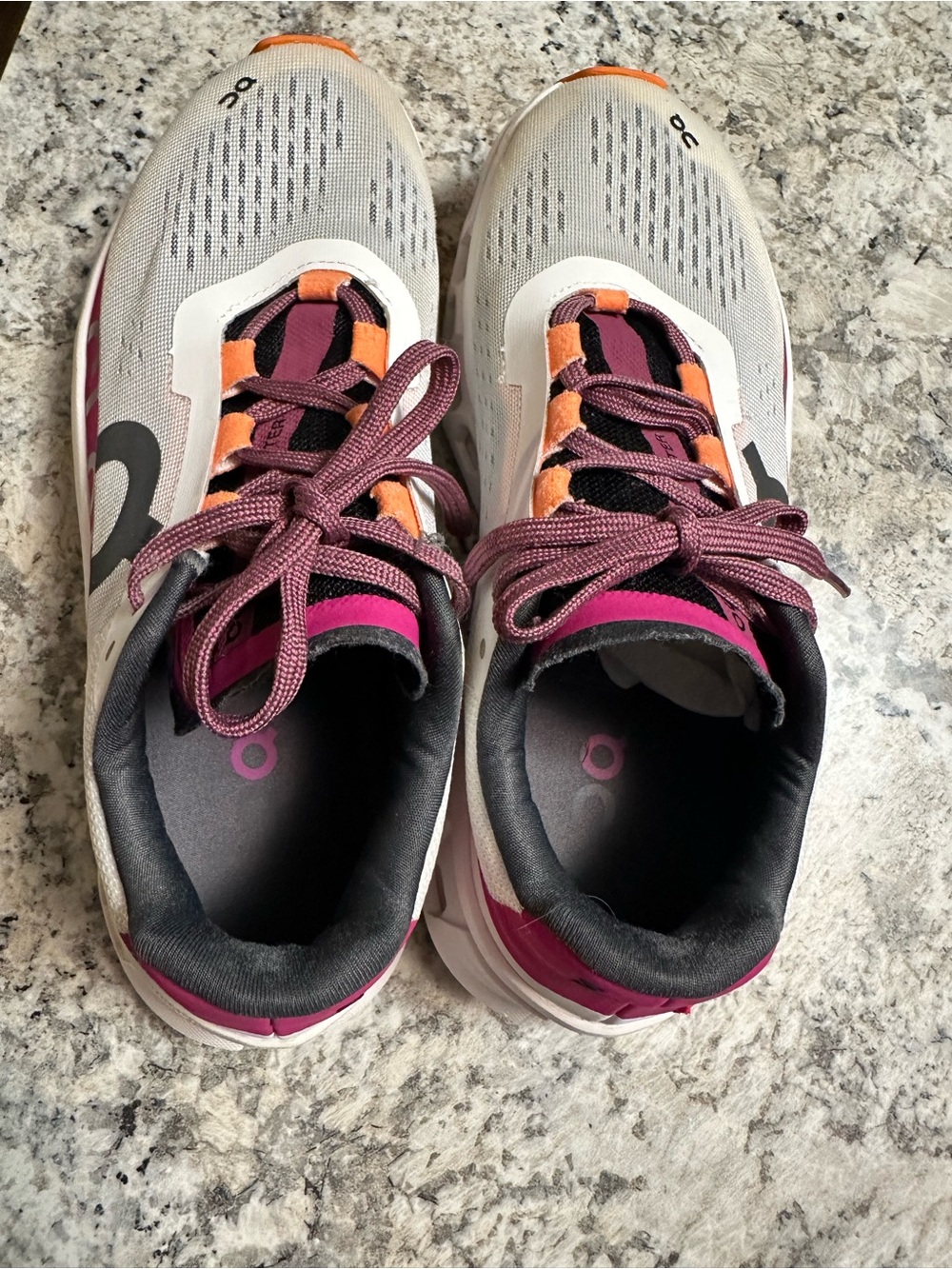 On Running Women's Athletic Shoes - White, Purple, Orange, Black - Picture 3 of 6